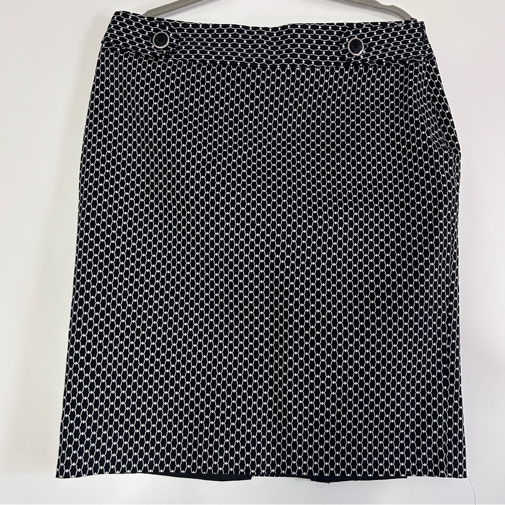 Rafaella Black and White Geometric Pencil Skirt